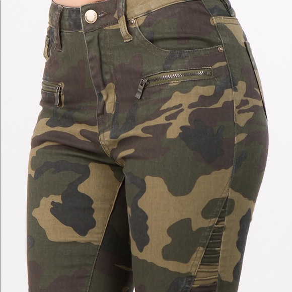 High rise camo moto skinny pants - Picture 4 of 7